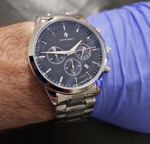 Men's Black Stainless Steel Chronograph Watch